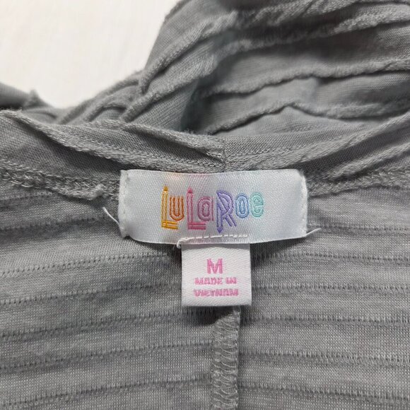 Lularoe Medium Gray Textured Striped Longsleeve Maxi Duster Cardigan (Flaw) - Picture 10 of 11